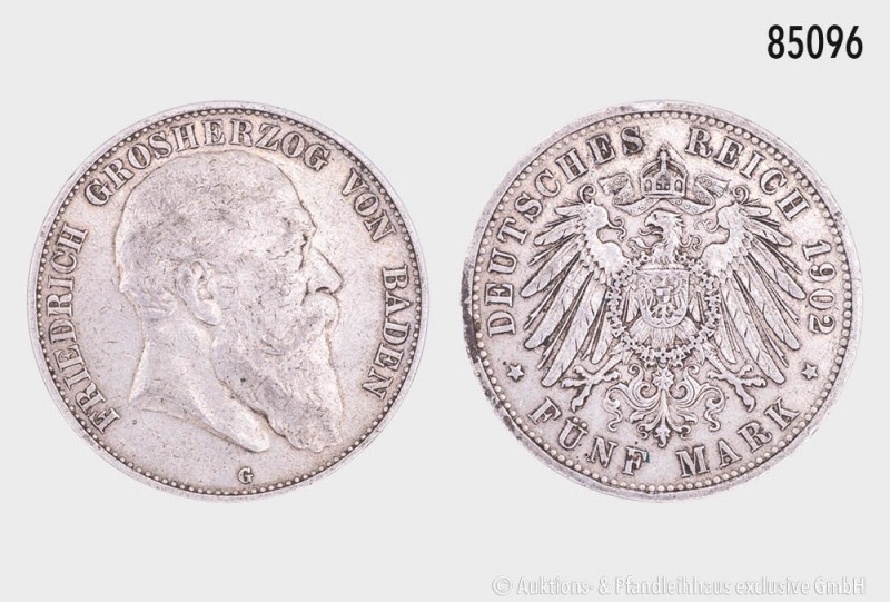 Baden, Friedrich I. (1852-1907), 5 Mark 1902 G. 27,69 g; 38 mm. J. 33. Gutes seh...