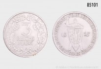 Weimarer Republik, 3 RM 1925 A, Jahrtausendfeier der Rheinlande. 15,05 g; 29 mm. J. 321. Leichte Randfehler, fast vorzüglich/vorzüglich.