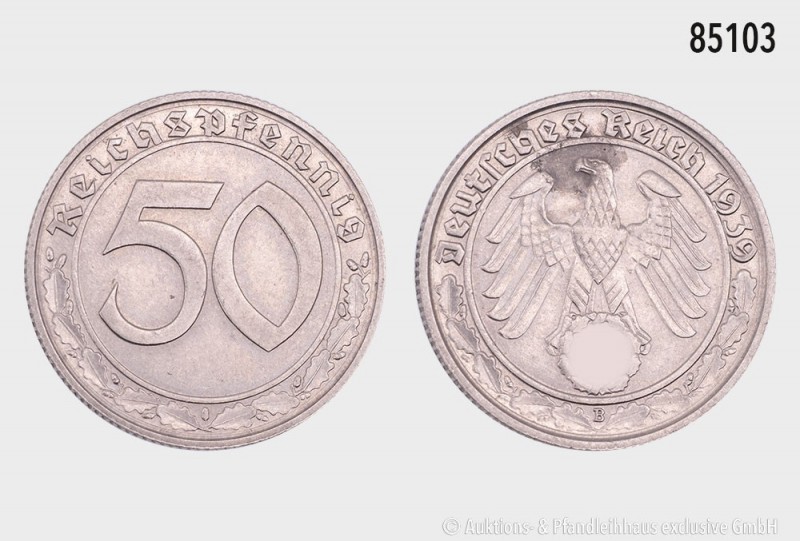 Drittes Reich, 50 Reichspfennig 1939 B, Nickel. 20 mm. AKS 42; J. 365. Vorzüglic...