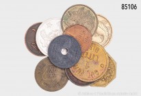 Deutschland - Nebengebiete. Kleines Lot mit 5 Münzen von Danzig, mit: 1 Pfennig 1930, 2 Pfennige 1926, 10 Pfennig 1932 (2 St.) und 1 Gulden 1923. Dazu...