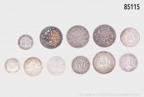 Kaiserreich, Konv. von insgesamt 70 Silbermünzen, mit 21 x 20 Pfennig (J. 5), 10 x 50 Pfennig (J. 7), 1 x 50 Pfennig (J. 8), 18 x 1/2 Mark (J. 16) und...