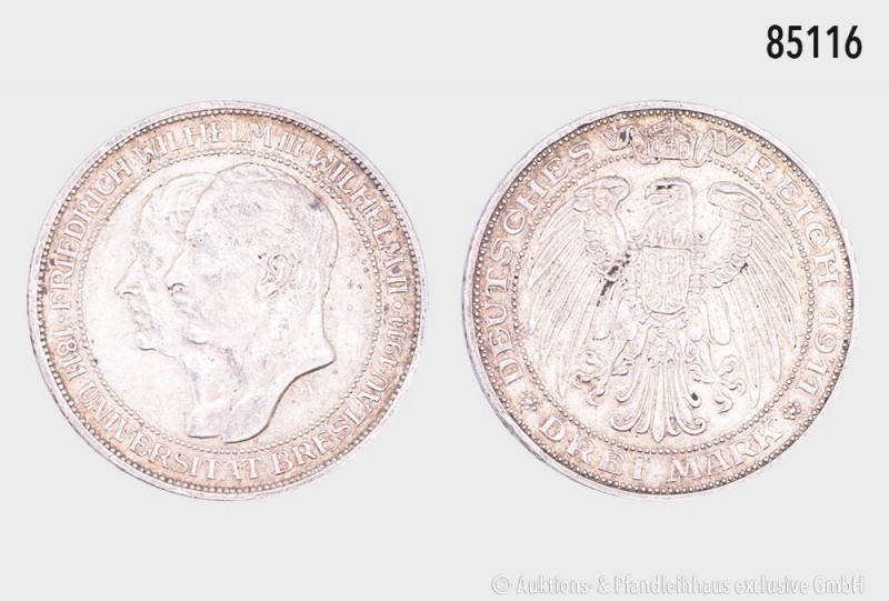 Deutsches Kaiserreich, Wilhelm II. (1888-1918), 3 Mark 1911 A, anlässlich des 10...