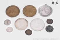 Umfangreiches Konv. Altdeutschland und Deutsches Reich, verschiedene Münzen und Medaillen bzw. Marken, dabei Trier, 3 Petermännchen 1694, Westfalen 2 ...
