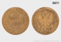 Finnland (unter russischer Herrschaft), Nikolaus II. (1894-1917), 10 Markkaa 1913. 900er Gold. 3,23 g; 19 mm. Schön 14. Fast Stempelglanz.