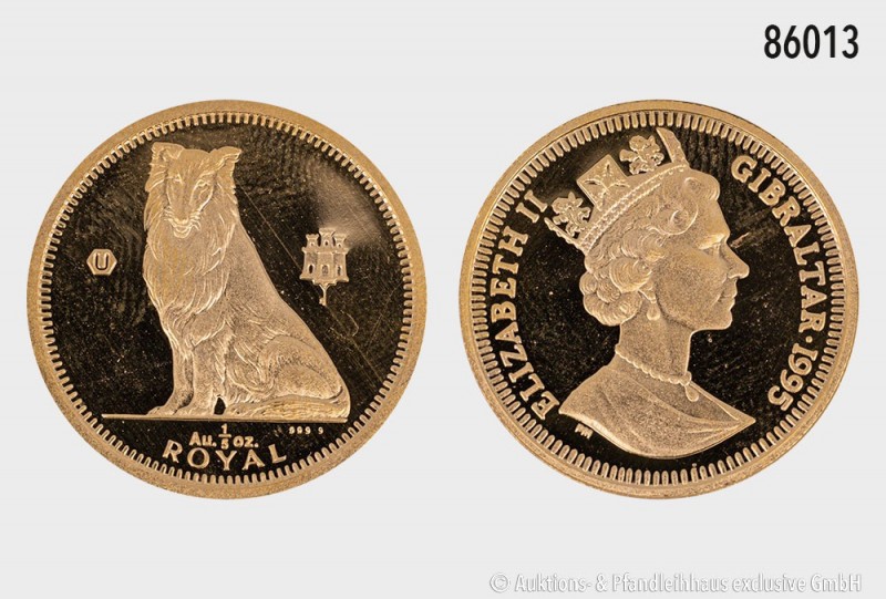 Gibraltar, 1/5 Royal 1995, 5. Ausgabe der Serie "Königliche Hunde", Collie (Scho...