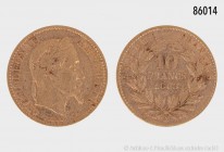 Frankreich, Napoleon III. (1852-1870) 10 Francs 1863 A. 900er Gold. 3,22 g; 18 mm. Kahnt/Schön 115. Sehr schön.