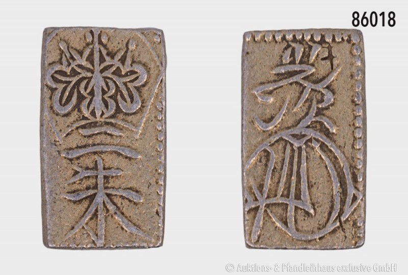 Japan, 2 Shu (1832-1858). 295,5er Gold. 1,65 g (Feingewicht 0,49 g); 13 x 8 mm. ...