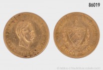 Kuba, 5 Pesos 1915, geprägt in Philadelphia bei der United States Mint. Vs. Staatswappen der Republik Kuba. Rs. Porträt José Julián Martí Pérez (1853-...