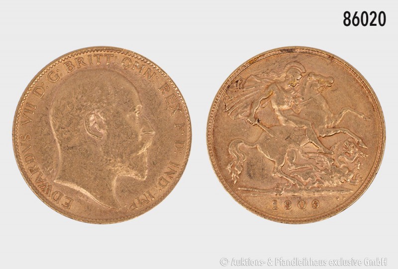 Großbritannien, Edward VII. (1901-1910), 1/2 Sovereign 1909. 900er Gold. 3,99 g;...