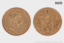 Österreich, Franz Joseph I. (1848-1916), 10 Kronen 1909, Wien. 900er Gold. 3,38 g; 19 mm. Vorzüglich.