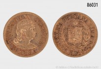 Peru, 1/2 Libra 1908, Lima. 916 2/3er Gold. 3,99 g; 19 mm. Schön 15. Auflage 8.180 Exemplare. Vorzüglich.