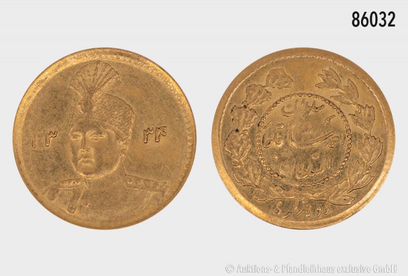 Persien (Iran), Schah Ahmed (1909-1925), 1/5 Toman (2000 Dinars). 900er Gold. 0,...