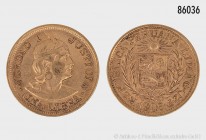 Peru, 1 Libra 1906. 916 2/3er Gold. 7,98 g; 22 mm. Schön 16. Vorzüglich.
