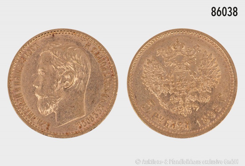 Russland, Nikolaus II. (1894-1917), 5 Rubel 1898, St. Petersburg. 900er Gold. 4,...