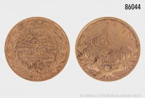 Türkei, 100 Piaster (1918-1922). 916 2/3er Gold. 7,22 g; 22 mm. Fast vorzüglich.