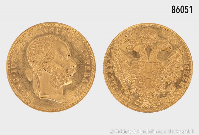 Österreich, Franz Joseph I. (1830-1916), Dukat 1915 (amtliche Neuprägung). 986 1...