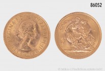 Großbritannien, 1 Sovereign 1966 Gold (916,7/1000). 7,99 g; 22 mm. Stempelglanz.