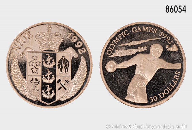 Niue (Savage Island), 50 Dollars 1992, Olympische Spiele 1992, Diskuswerfer. 583...