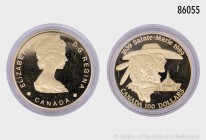 Kanada, 100 Dollars 1989, auf die 350. Gründung der Missionsstation Sainte Marie among the Hurons in Ontario. 583 1/3er Gold. Schön 161. 13,33 g (7,77...