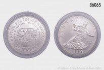 USA, 1 Dollar 1997, San Francisco, auf Jackie Robinson (Baseballspieler, 1919-1972). 900er Silber. Schön 279. Selten. Auflage 30.180 Exemplare. Stempe...