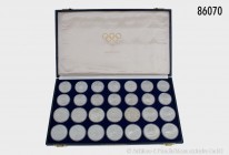 Kanada, Komplettsatz Olympia 1976 Montreal, 28 Silbermünzen, 10 und 5 Dollars, 925er Silber. Insgesamt über 900 g Feinsilber. Stempelglanz, verkapselt...