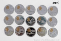 Kanada, Konv. 15 Silber-Gedenkmünzen, 20 Dollars 1990-1998 (Motorflug Komplettausgabe), 925er Silber. Insgesamt über 400 g Feinsilber. PP, verkapselt....