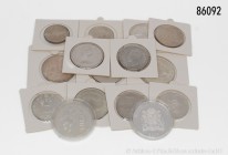 Alle Welt, Konv. von 15 Silbermünzen aus Belgien, Bulgarien, Italien, Österreich, Dänemark, Spanien, Schweden, Großbritannien, Südkorea, Kanada, USA, ...