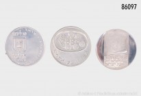 Israel, Sammlung von 37 Münzen, dabei 30 Silber-Gedenkmünzen aus 1949 bis 1975. Vorzüglich/Stempelglanz.