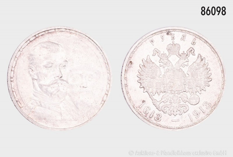 Russland, 1 Rubel 1913, Gedenkmünze auf das 300-jährige Bestehen der Romanov-Dyn...