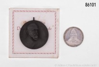 Konv. Verschiedenes: tragbare geschwärzte Gussmedaille 1922, auf den 80. Geburtstag von Prof. Dr. Carl von Linde, Sachsen 3 Mark 1913 E, auf die Hunde...