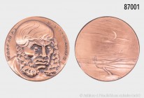 Kupfer-Medaille o. J. (1978), von Hubert Klinkel (geb. 1939), auf Caspar David Friedrich (1774-1840). 174,1 g; 70 mm. Zaponiert, Stempelglanz, im Etui