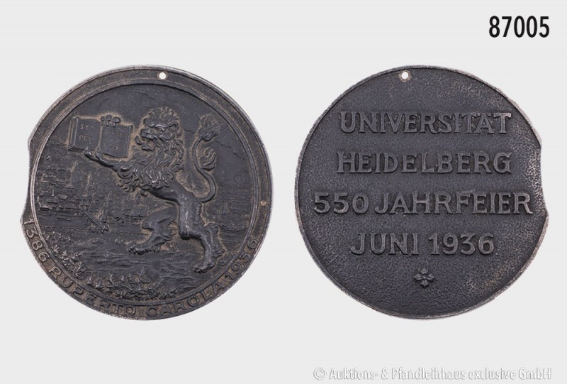Eisengussmedaille 1936, auf die 550-Jahrfeier der Universität Heidelberg. 74 mm....
