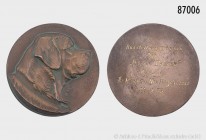 Bronzemedaille, von F. Diller, 2. Preis in der Neulings-Klasse der Hunde-Ausstellung "Alli-Pascha" Nr. 10424 München am 24.9. 1933. Vs. Darstellung ei...