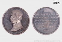 Freie Stadt Frankfurt am Main, Silbermedaille 1849, von C. Zollmann, auf die Abreise Erzherzog Johanns aus Frankfurt. 30,68 g; 40 mm. Joseph/Fellner 1...