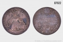 Mainz, Stadt, Silbermedaille 1894, auf das 11. Deutsche Bundesschießen in Mainz, von C. und W. Schlutz. Vs. Hüftbild der Germania mit geschulterter Bü...