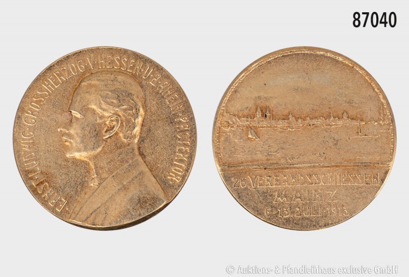 Mainz, Goldmedaille, von Rückert, auf das 26. Verbandsschießen 1913 in Mainz. 4,...