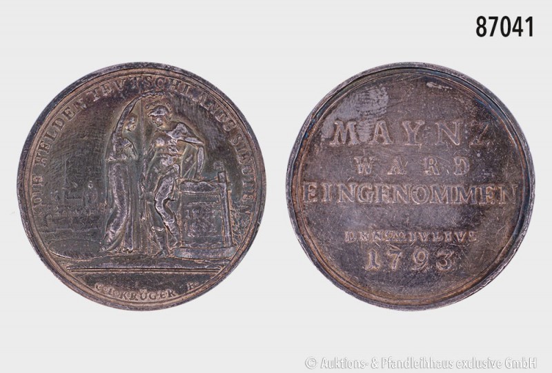 Mainz, Stadt, Medaille 1793, von Krüger, auf den Entsatz der Stadt Mainz durch d...