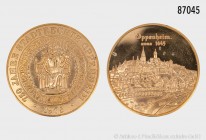 BRD, Medaille 1975, auf das 750. Jubiläum des Stadtrechts von Oppenheim, 986er Gold. Vs. Stadtsiegel. Rs. Stadtansicht, Punze 986. 17,08 g; 34 mm. Ste...