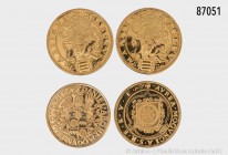 BRD, Konv. 4 Goldmedaillen, 333er Gold. Moderne Nachprägungen Kurmainzer Münzen. Insgesamt 11,56 g Feingold. Stempelglanz.