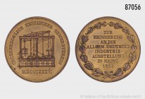 Mainz, Stadt. Vergoldete Bronzemedaille 1842, Stempel von R. Stadelmann, auf die Allg. Dt. Industrie-Ausstellung in Mainz 1842. 33,07 g; 41 mm. Slg. W...