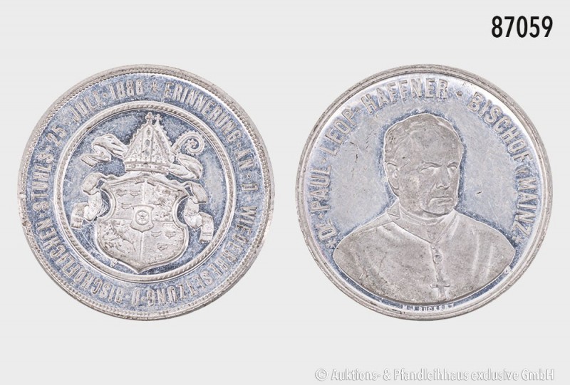 Mainz, Erzbistum, Paul Leopold Haffner (1886-1899), Zinnmedaille 1886, von Rücke...