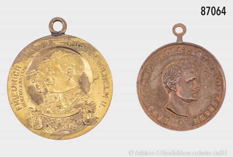 Mainz, Konv. 2 tragbare militärische Medaillen: Bronzemedaille 1897, von Beyenba...