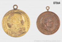 Mainz, Konv. 2 tragbare militärische Medaillen: Bronzemedaille 1897, von Beyenbach, Wiesbaden), auf die 200-Jahrfeier des Infanterie-Leib-Regiment „Gr...