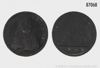 Mainz, Erzbistum. Johann Friedrich Karl von Ostein (1743-1763, 1756 Bischof von Worms), Bronzemedaille 1760, Stempel von G. H. Werner, Erfurt. Vs. Büs...