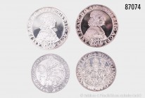 Mainz/Rüsselsheim, Konv. 13 moderne Silbermedaillen, dabei Nachprägungen Kurmainzer Taler. Insgesamt ca. 200 g Silber. Vorzüglich/Stempelglanz.