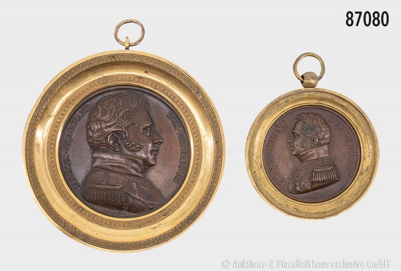 Frankreich, Konv. 2 Bronzemedaillen auf Charles Ferdinand Duc de Berry (1778-182...