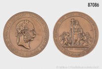 Kaiserreich Österreich, Franz I. Joseph (1848-1916), große Bronzemedaille 1869, von Josef Tautenhayn sen., auf den Besuch des Kaisers am Hl. Grab in J...