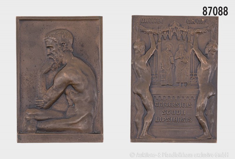 Große Bronzegussplakette 1909, von Max Lange, auf die 500-Jahrfeier der Universi...