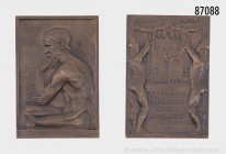 Große Bronzegussplakette 1909, von Max Lange, auf die 500-Jahrfeier der Universität Leipzig. 98 x 67 mm. Selten. Vorzüglich.