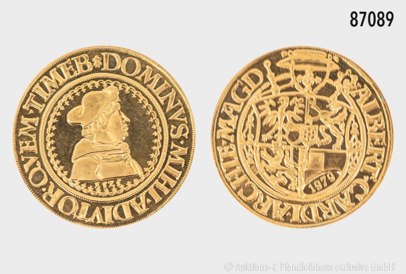 Moderne Nachprägung einer Münze Albrechts von Brandenburg, 585er Gold. 3,51 g; 2...